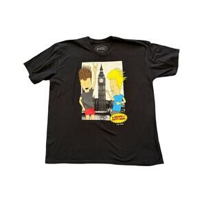 MTV Beavis and Butt-Head T Shirt XXL Black Graphic Big Ben London Cotton 2012